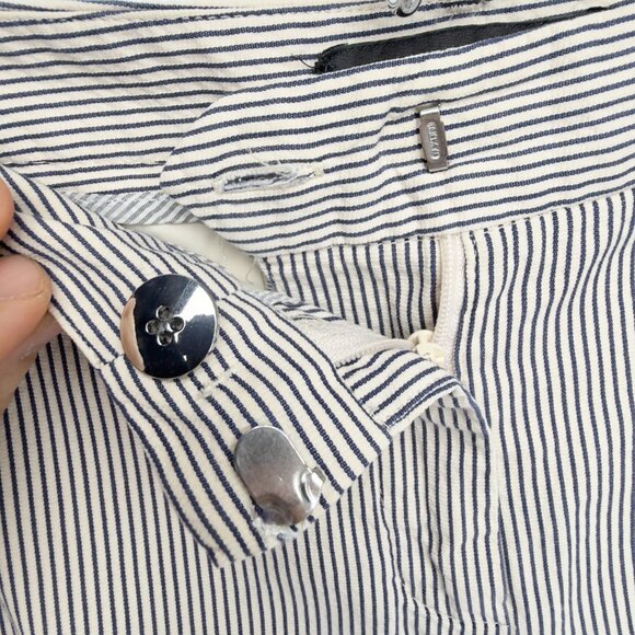 MAXMARA Slim Pinstripes Cigarette Cotton Stretch Sailor chic Navy/Ivory Pants 8 - Picture 5 of 14